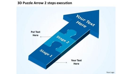 3d Puzzle Arrow 2 Steps Execution Process Flow Diagram PowerPoint Templates