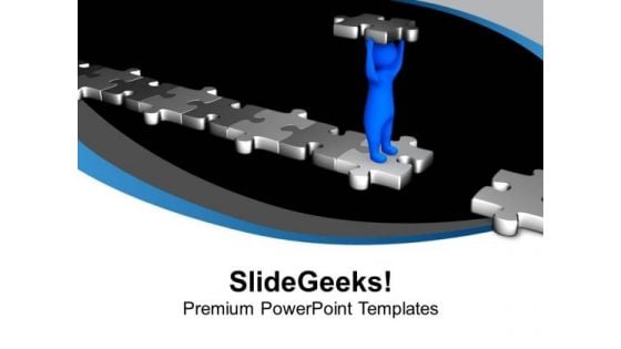 3d Puzzle Bridge Man With Solution PowerPoint Templates Ppt Backgrounds For Slides 0413