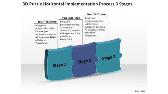 3d Puzzle Horizontal Implementation Process Stages Home Electrical Wiring PowerPoint Templates