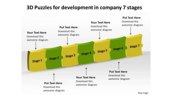 3d Puzzles For Development In Company 7 Stages Manufacturing Flow Diagram PowerPoint Slides