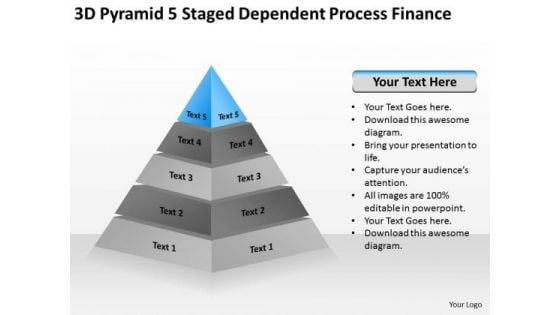 3d Pyramid 5 Staged Dependent Process Finance Ppt Business Plan How To Write PowerPoint Slides