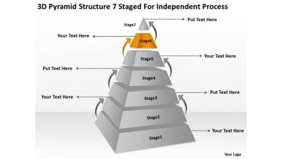 3d Pyramid Structre 7 Staged For Independent Process Ppt Business Plan Creator PowerPoint Slides