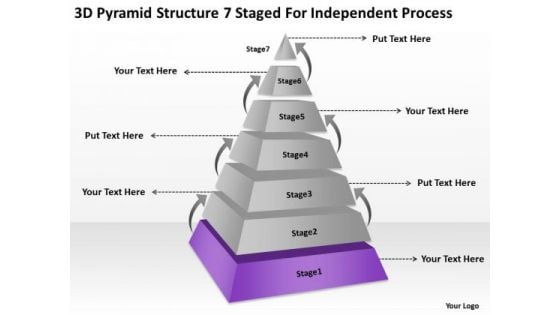 3d Pyramid Structre 7 Staged For Independent Process Ppt Business Plan PowerPoint Slides