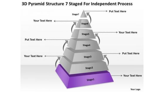 3d Pyramid Structre 7 Staged For Independent Process Ppt Business Plan PowerPoint Slides