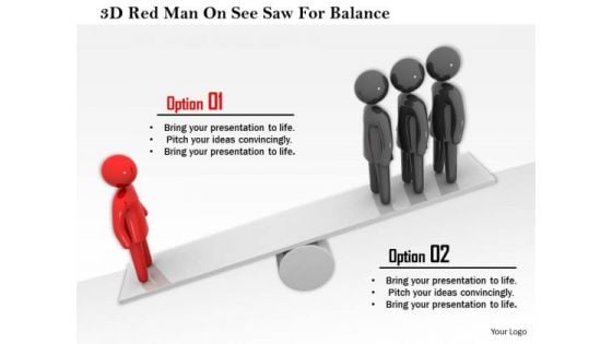 3d Red Man On See Saw For Balance