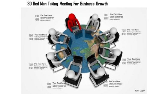 3d Red Man Taking Meeting For Business Growth