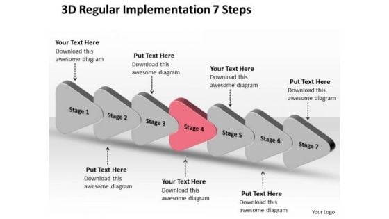 3d Regular Implementation 7 Steps PowerPoint Transformer Templates