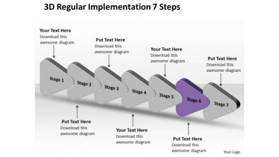3d Regular Implementation 7 Steps Ppt Making Flowchart PowerPoint Slides