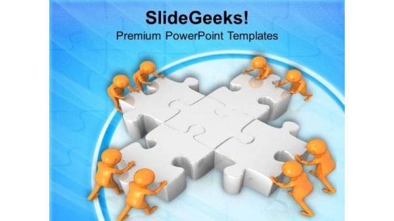 3d Render Of Men Solving Puzzle PowerPoint Templates Ppt Backgrounds For Slides 0813