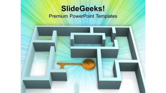 3d Rendered Labyrinth And The Key PowerPoint Templates Ppt Backgrounds For Slides 0213