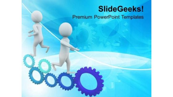 3d Running Men On Gears PowerPoint Templates Ppt Backgrounds For Slides 0713