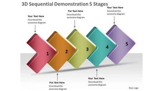 3d Sequential Demonstration 5 Stages Flow Chart In Business PowerPoint Slides