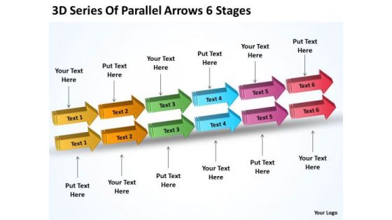 3d Series Of Parallel Arrows 6 Stages Write Business Plan PowerPoint Slides