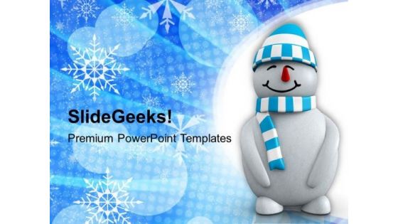 3d Snowman On Christmas Background PowerPoint Templates Ppt Backgrounds For Slides 1112