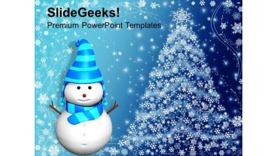 3d Snowman With Abstract Background PowerPoint Templates Ppt Backgrounds For Slides 1112