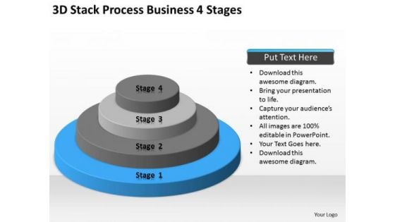 3d Stack Process Business 4 Stages Ppt Plans Online PowerPoint Slides