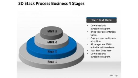 3d Stack Process Business 4 Stages Ppt Steps For Writing Plan PowerPoint Slides