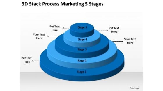 3d Stack Process Marketing 5 Stages Ppt Creating Business Plan PowerPoint Slides