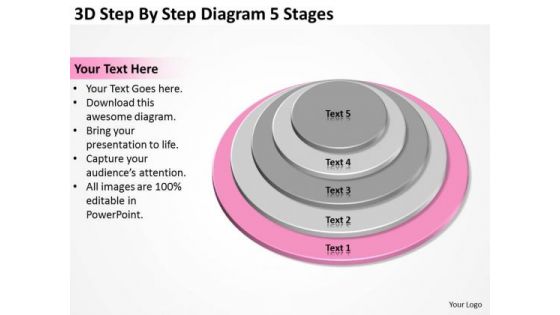 3d Step By Diagram 5 Stages Business Plan Template Word PowerPoint Templates