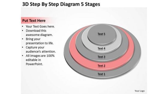 3d Step By Diagram 5 Stages Pizza Business Plan PowerPoint Slides