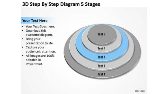 3d Step By Diagram 5 Stages Ppt Best Business Plan Templates PowerPoint Slides