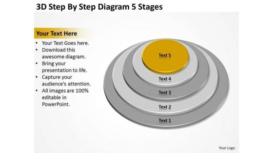 3d Step By Diagram 5 Stages Ppt Business Marketing Plan PowerPoint Slides