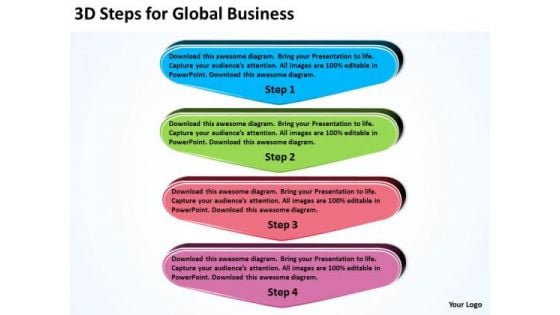 3d Steps For Global World Business PowerPoint Templates Process Flow Diagram