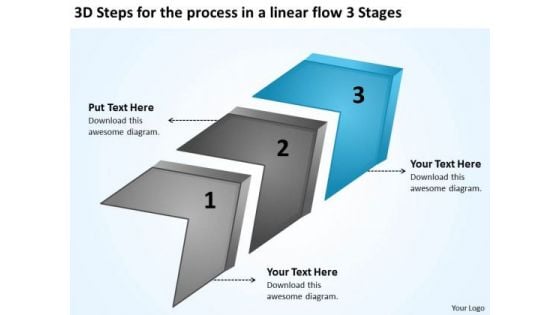 3d Steps For The Process In A Linear Flow Stages Ppt Business Plan Creation PowerPoint Slides