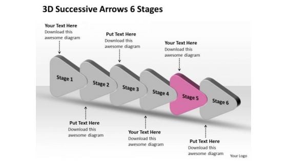 3d Successive Arrows 6 Stages Ppt Visio Templates PowerPoint Slides