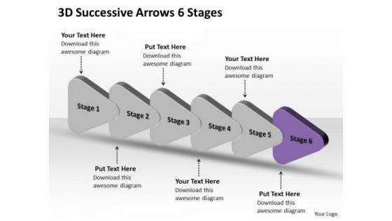 3d Successive Arrows 6 Stages Process Flowchart Examples PowerPoint Templates