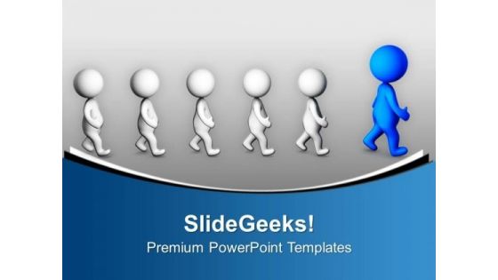 3d Team Following Their Leader PowerPoint Templates Ppt Backgrounds For Slides 0713