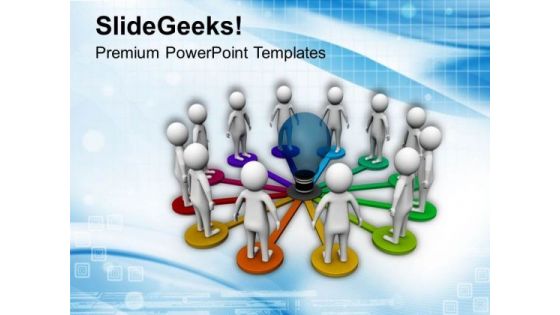 3d Team Linked To An Idea PowerPoint Templates Ppt Backgrounds For Slides 0713