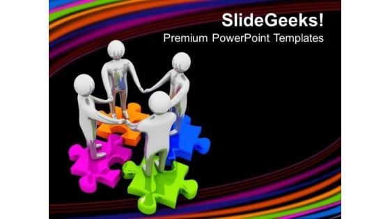 3d Team On Colorful Puzzle Business Factors PowerPoint Templates Ppt Backgrounds For Slides 0113