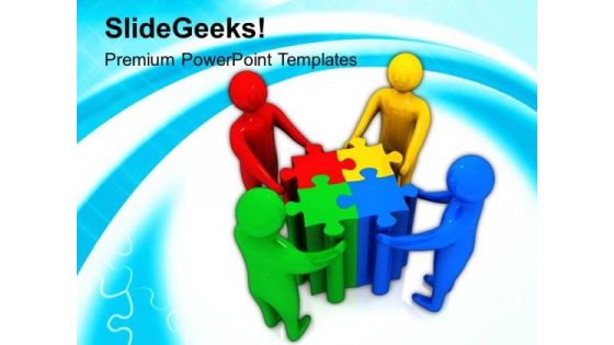 3d Team Solving Puzzles PowerPoint Templates Ppt Backgrounds For Slides 0113