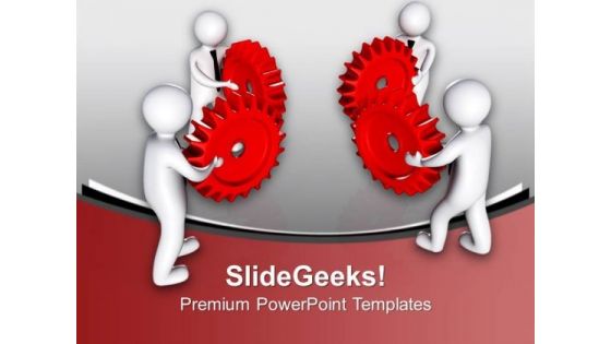 3d Team To Interconnect Gears Industrial PowerPoint Templates Ppt Backgrounds For Slides 0213