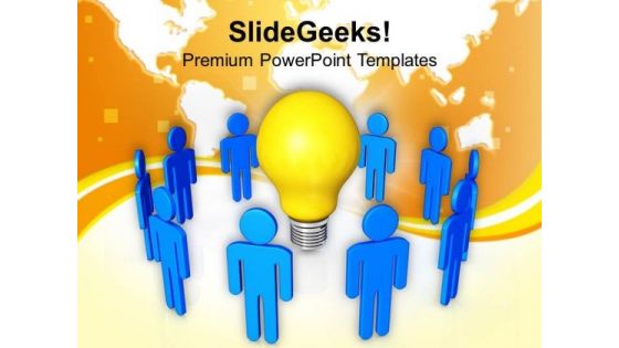 3d Team With Yellow Bulb PowerPoint Templates Ppt Backgrounds For Slides 0113
