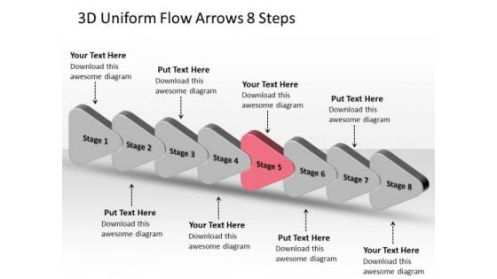 3d Uniform Flow Arrows 8 Steps Business Chart In Business PowerPoint Templates