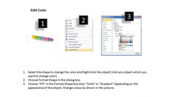 3d Uniform Flow Arrows 8 Steps PowerPoint Chart Slides