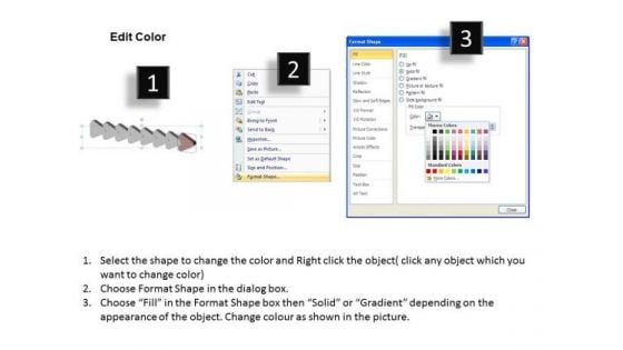 3d Uniform Flow Arrows 8 Steps Process Charts PowerPoint Slides