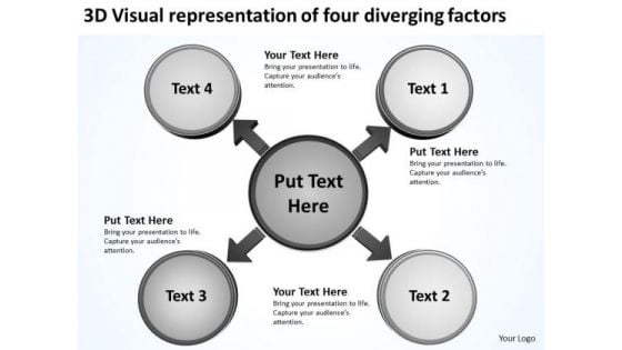 3d Visual Representation Of Four Diverging Factors Processs And PowerPoint Slides