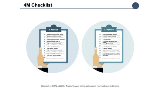 4M Checklist Business Management Ppt PowerPoint Presentation Ideas