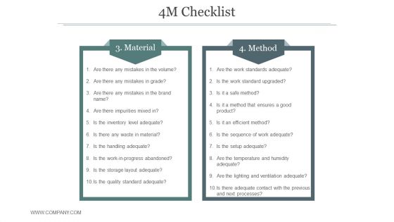 4M Checklist Ppt PowerPoint Presentation Picture