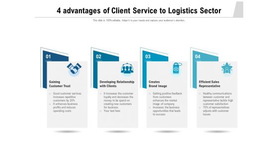 4 Advantages Of Client Service To Logistics Sector Ppt PowerPoint Presentation File Icons PDF