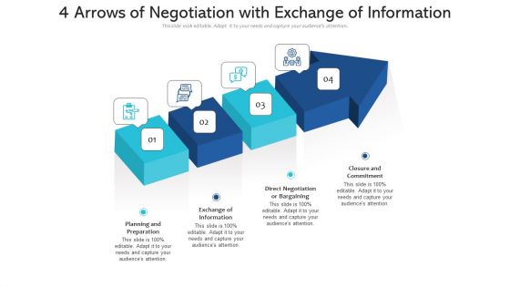 4 Arrows Of Negotiation With Exchange Of Information Ppt PowerPoint Presentation File Example PDF