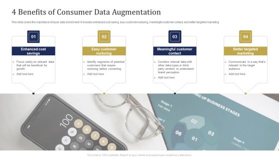 4 Benefits Of Consumer Data Augmentation Ppt Icon Background Images PDF