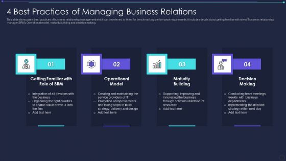 4 Best Practices Of Managing Business Relations Demonstration PDF