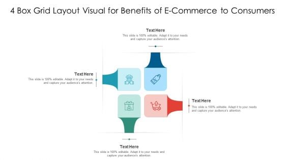 4 Box Grid Layout Visual For Benefits Of E Commerce To Consumers Ppt Gallery Visual Aids PDF