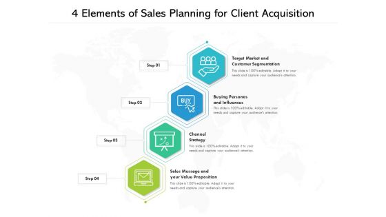 4 Elements Of Sales Planning For Client Acquisition Ppt PowerPoint Presentation File Slideshow PDF