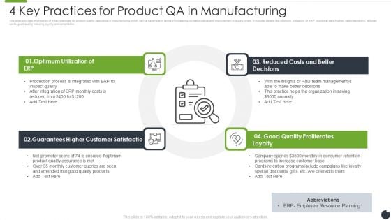 4 Key Practices For Product QA In Manufacturing Structure PDF