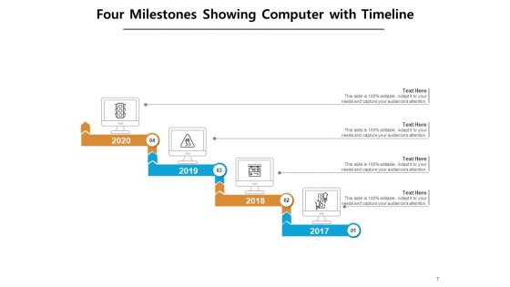 4 Major Achievement Timeline Milestones Curved Roadmap Ppt PowerPoint Presentation Complete Deck